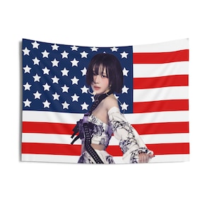 Aespa Winter Short Hair American Flag, Aespa Concert Banner, Aespa Kpop Flag, Whiplash Universe, Aespa Synk Parallel Line, Aespa Tour 2025