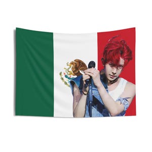 Heeseung Red Hair Meksykańska flaga, Enha Koncertowy baner, Enha Kpop Flag, Enha Walk The Line, Światowa trasa Walk The Line 2025