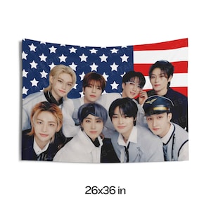 Stray Kids Members Photo Flag Banner, Stray Kids American Tapestry, Stray Kids Merch Decor, Gift for Stray Kids fan, Skz Fan Gift Ideas