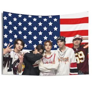 BND Members Handsome Boys Group Photo American Flag, Boy Next Door Members American Tapestry, Boy Next Door Earth wind and fire