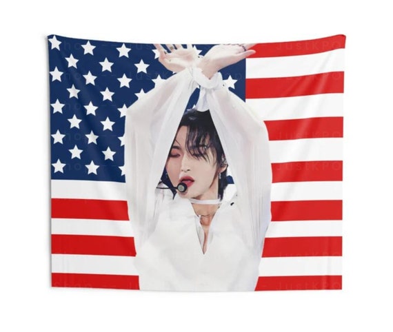 Ateez Seonghwa Visuals American Flag, Ateez Concert Banner