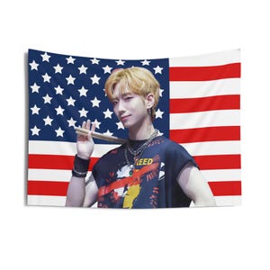 Xdinary Heroes Gunil Face Card American Flag, Xdinary Heroes Concert Banner, Xdinary Heroes Kpop Flag, XDH World Tour, XDH 2025