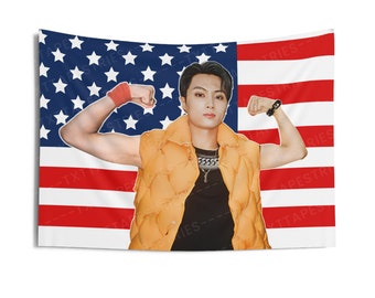 Jay Flexing Biceps American Flag, Enha Concert Banner, Enha Kpop Flag, Enha Desire Unleash, Enha World Tour