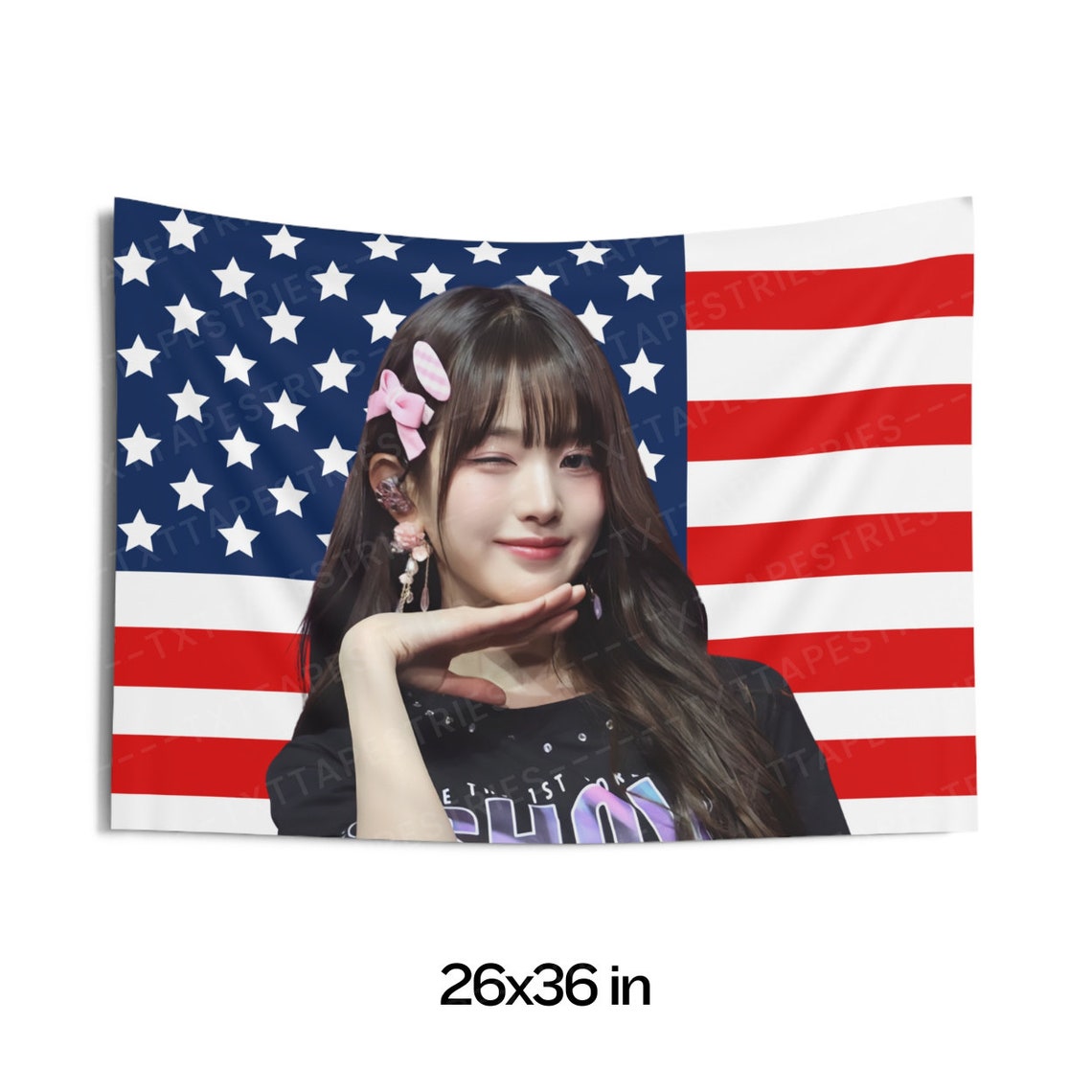 Ive Wonyoung Wink Flag Banner, Jang Wonyoung American Tapestry ...