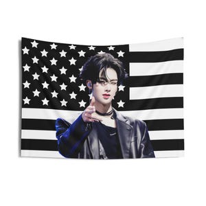 ZB1 Ricky Wink Black American Flag, Zerobaseone Concert Banner, Zb1 Kpop Flag, Zerobaseone Blue, Zerobaseone Blue Paradise