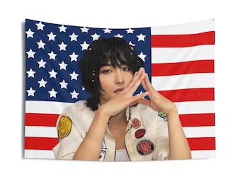 Seonghwa Insane Face Card American Flag, Ateez Concert Banner, Ateez Kpop Flag, Golden Hour Part 2, Ateez Will To Power, Ateez World Tour