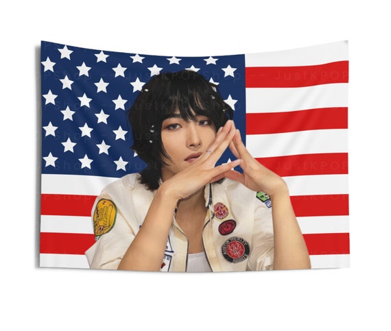 Seonghwa Insane Face Card American Flag, Ateez Concert