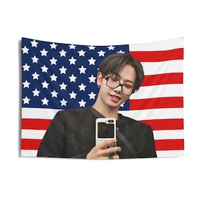BoyNextDoor Jaehyun Selfie Photo Flag Banner, Jaehyun American Tapestry, Boy Next Door Earth wind and fire