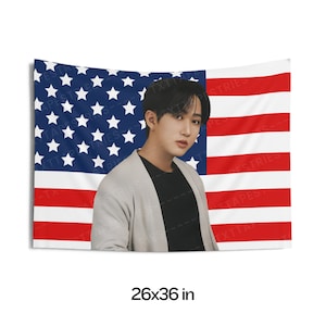 Stray Kids Changbin Photoshoot Flag Banner, SKZ Changbin American Tapestry, Stray Kids Lalalala, Prezent dla fanów SKZ, Megaverse