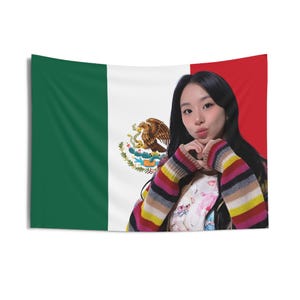 Twice Chaeyoung Cute Pose Mexican Flag, Twice Concert Banner, Twice Kpop Flag, Twice Strategy, Twice Guess My Strategy