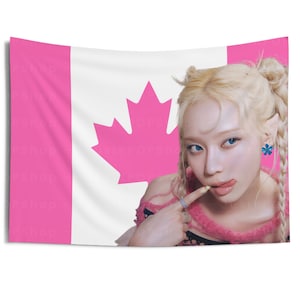 Aespa Winter Cute Photoshoot Canada Flag, Winter Hot Pink Canadian Tapestry,  Aespa world tour, Aespa armageddon, Aespa Tour 2024