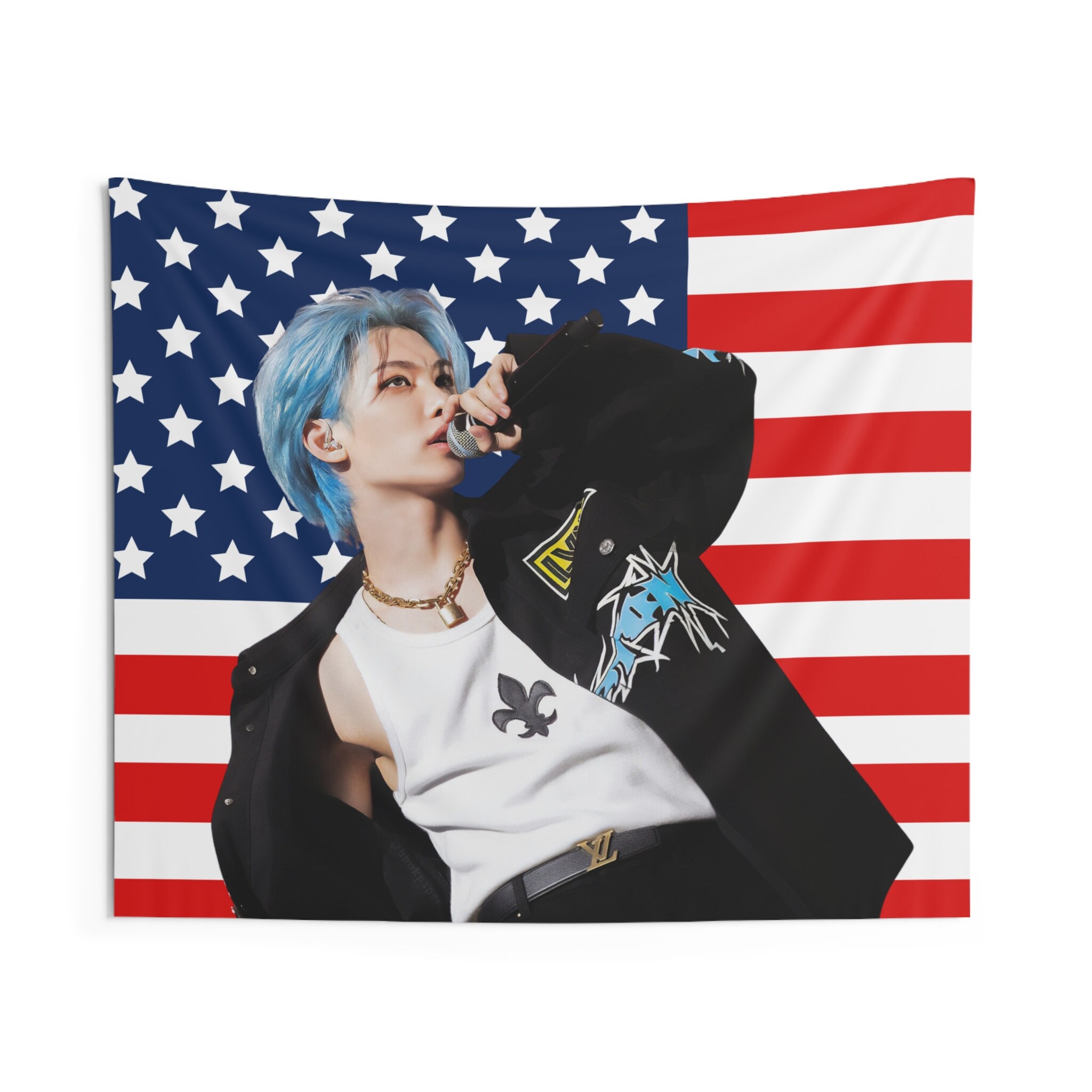 Stray Kids Felix Blue Hair American Flag Felix American Tapestry Stray Kids Lalalala Gift for Stray Kids Fans Megaverse Etsy Canada