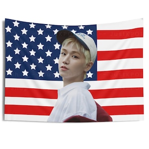BoyNextDoor Riwoo American Flag, Riwoo American Tapestry, Boy Next Door Earth wind and fire