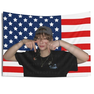 Riize Anton Funny Pose American Flag, Riize Anton American Tapestry, Riize Anton Merch Decor, Love 119, 119 Riize, Riize Impossible
