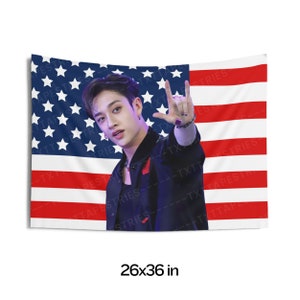 Stray Kids Bang Chan Stunning Visuals Flag Banner, Bang Chan American Tapestry, Stray Kids Lalalala, Gift for SKZ Fans, Megaverse