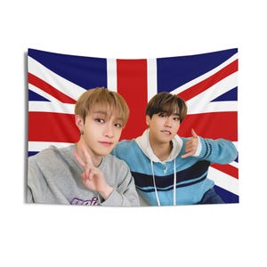 Bang Chan Han Cute Duo UK Flag, Stray Kids Concert Banner, SKZ Kpop Banner, Stray Kids Ate, Skz DominAte, Stray Kids 2025