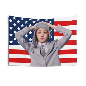 BoyNextDoor Riwoo Adorable Photo Flag Banner, Riwoo American Tapestry, Boy Boy Next Door One and Only, Boy Next Door earth wind and fire