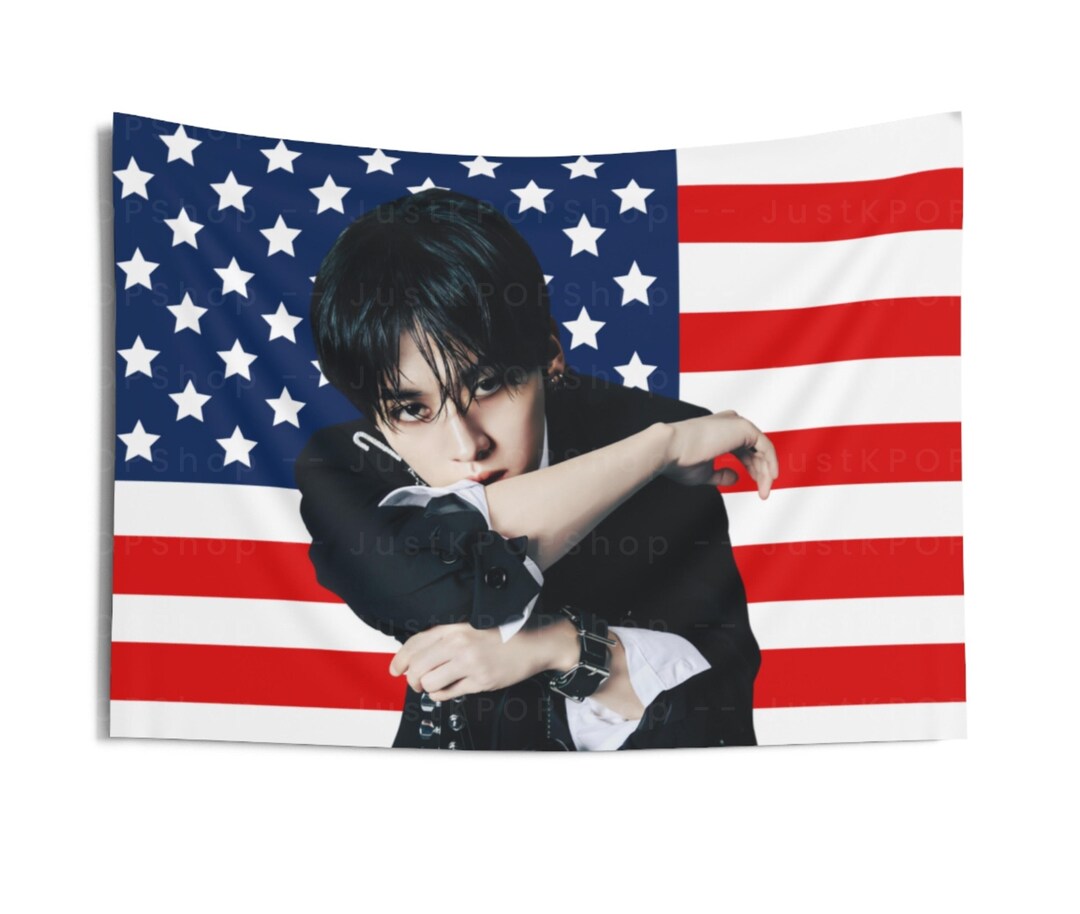 SKZ Lee Know Rockstar American Flag, Stray Kids Lee Know American ...