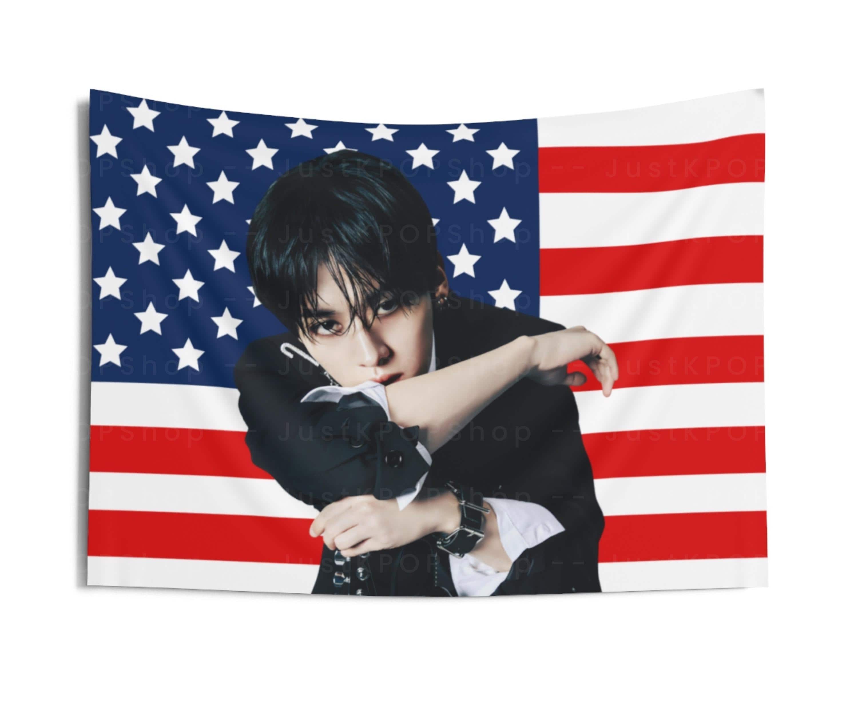 SKZ Hyunjin JJAM American Flag, Stray Kids Hyunjin American