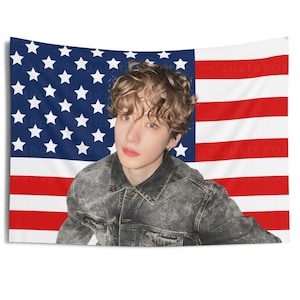 Riize Anton Curly Hair American Flag, Riize Anton American Tapestry, Riize Anton Merch Decor, Love 119, 119 Riize, Riize Impossible