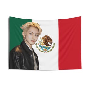 Jungwon Blonde  Hair Mexican Flag, Enha Concert Banner, Enha Kpop Flag, Enha No Doubt, Enha World Tour
