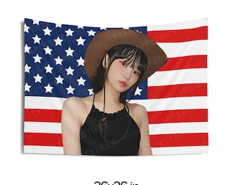 Le Sserafim Chaewon Cowgirl Flag Banner, Chaewon American Tapestry, Le sserafim Perfect night, Le sserafim Unforgiven