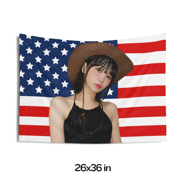 Le Sserafim Chaewon Cowgirl Flag Banner, Chaewon American Tapestry, Le sserafim Perfect night, Le sserafim Unforgiven