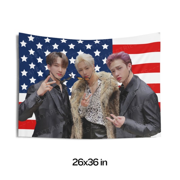 Stray Kids Changbin IN BangChan Stunning Visuals Photo Flag Banner, Changbin American Tapestry, In Merch Decor, Gift for Stays, Bang Chan