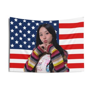 Twice Chaeyoung Cute Pose American Flag, Twice Concert Banner, Twice Kpop Flag, Twice Strategy, Twice Guess My Strategy