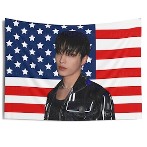 P1Harmony Keeho Stunning in Black Hair American Flag, Keeho American Tapestry, P1Harmony Utop1a, P1Harmony P1ustage, p1harmony tour 2024