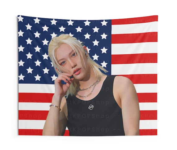 【希少品】FELIX (フェリックス) タペストリー Stray Kids フィリックス 腹筋旗バナー、フィリックス アメリカ国旗