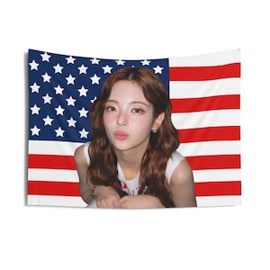 ITZY Members America Flag Banner, Itzy World Tour 2024 Kpop