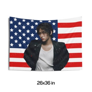 Stray Kids Felix Stunning Photoshoot American Flag, Felix American Flag Tapestry, Stray Kids Lalalala, Gift for Stray Kids fans, Megaverse