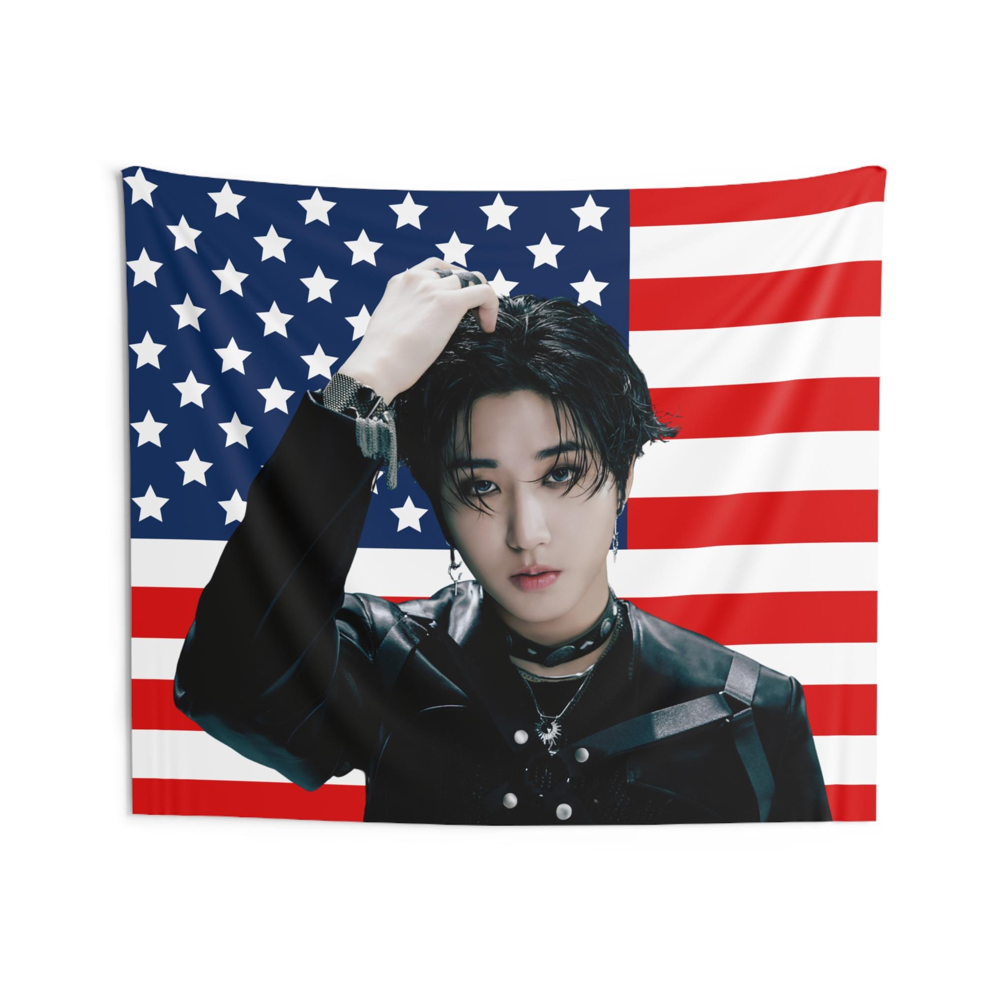 Han Jisung Giant American Flag, SKZ Han Jisung American Tapestry