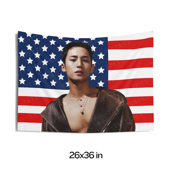 Mingyu Photoshoot American Flag, Seventeen Kpop Flag, Seventeen