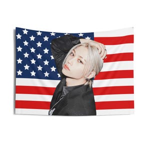 Stray Kids Felix Photoshoot American Flag, Stray Kids Concert Banner, SKZ Kpop Banner, Stray Kids Ate, SKZ Mountains, Stray Kids Giant