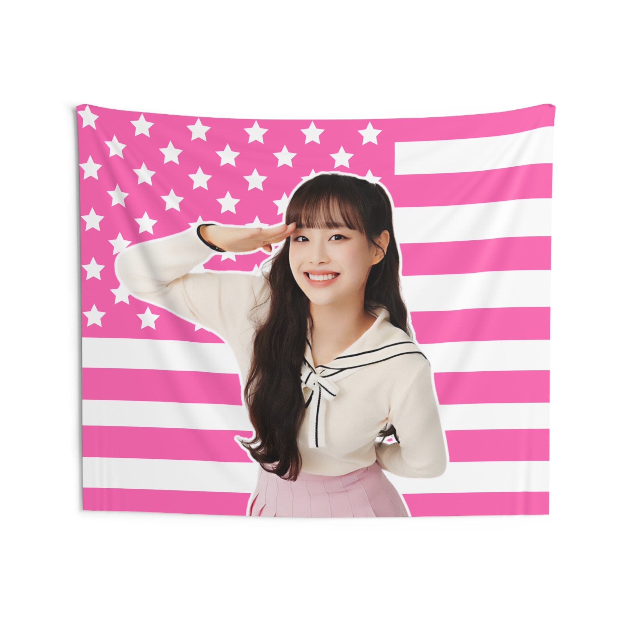 Loona Chuu Salute Flag Banner, Chuu Hot Pink American Flag