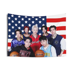 Enha Members Basketball American Flag, Enha Concert Banner, Enha Kpop Flag, Enha No Doubt, Enha World Tour