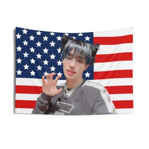 P1Harmony Keeho Cat Boy Flag Banner, Keeho American Tapestry, Keeho Merch Decor, Killin It P1Harmony, p1harmony tour 2024