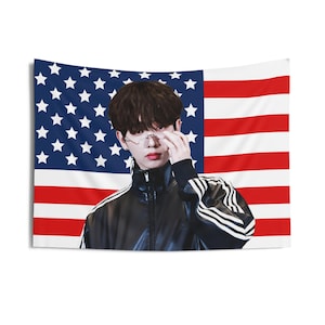 Bandera estadounidense con la cara de Jaehyun de BND, pancarta del concierto de Boy Next Door, bandera de Kpop de BoyNextDoor, chico agradable de Boynextdoor
