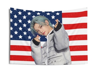 Stray Kids Felix Breathtaking Visuals American Flag, Felix American Tapestry, Felix Merch Decor, Gift for Felix Fan, SKZ Felix