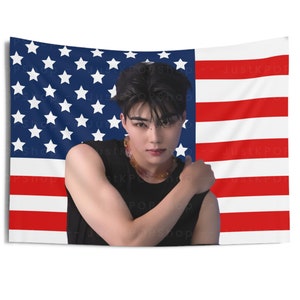 ZB1 Gunwook Biceps American Flag, Zerobaseone Gunwook American Tapestry, Zerobaseone Yura Yura, Zerobaseone Sweat,  ZB1 Feel The Pop