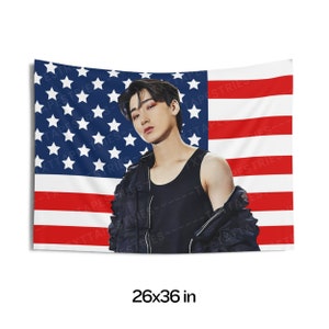 Ateez San Stunning Visuals American Flag , Ateez Concert Banner, Ateez Kpop Flag, Golden Hour Part 2, Ateez Will To Power, Ateez World Tour