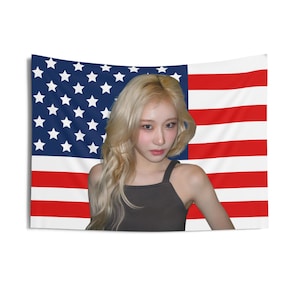 Itzy Chaeryeong Blonde Hair American Flag, Itzy Concert Banner, Itzy Kpop Flag, Itzy Gold, Itsy Tour 2024