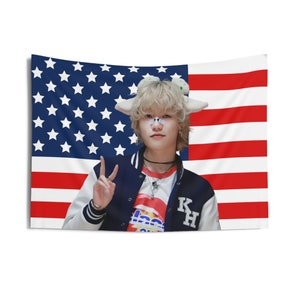 P1Harmony Jongseob Cute Pose Flag Banner, Jongseob American Tapestry, Jongseob Merch Decor, Killin It P1Harmony, p1harmony tour 2024
