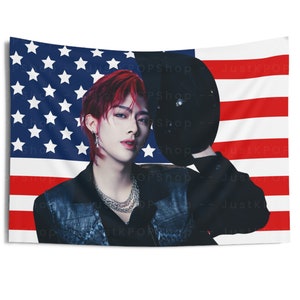 ZB1 Ricky Feel The Pop American Flag,  Zerobaseone Ricky American Tapestry, Zerobaseone Yura Yura, Zerobaseone Sweat