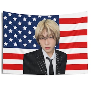 P1Harmony Jongseob in Suit American Flag, Jongseob American Tapestry, P1Harmony Utop1a, P1Harmony P1ustage, p1harmony tour 2024