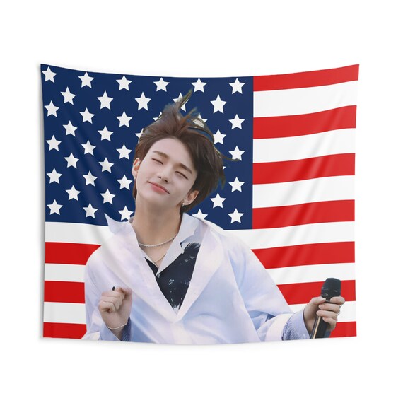 Stray Kids Hyunjin Cute Shot American Flag, Hyunjin American
