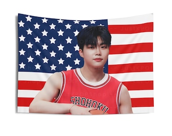 Camiseta Gunwook Shohoku con bandera estadounidense de ZB1, tapiz Gunwook con bandera estadounidense de Zerobaseone, Yura Yura de Zerobaseone, sudadera Zerobaseone, ZB1 Feel The Pop