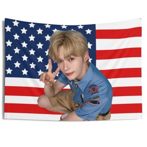 ZB1 Hanbin Blonde American Flag, Zerobaseone Hanbin American Tapestry, Zerobaseone Good So Bad, Zerobaseone Tour 2024